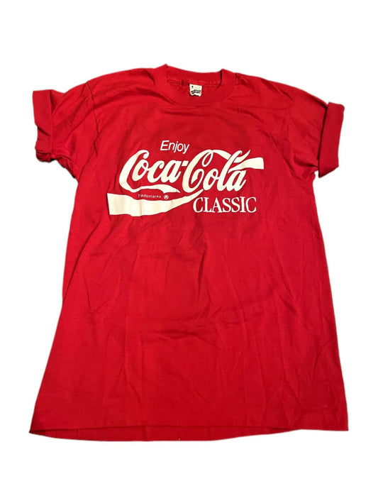 Front of red coca-cola short sleeve tee.