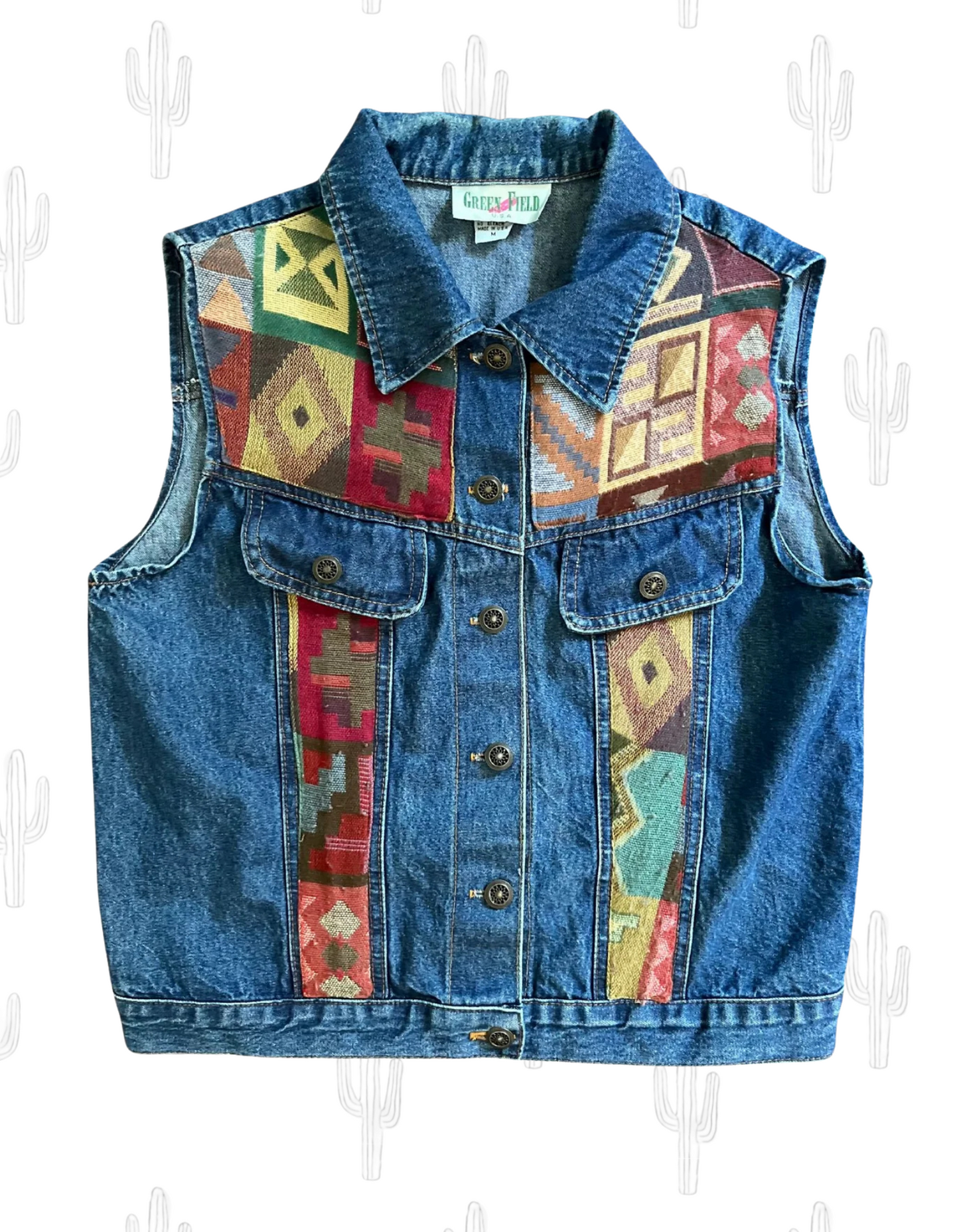 Denim & Printed Cotton Vest- M