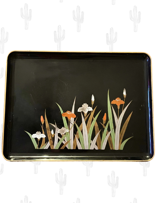 Vintage Black Iris Otagiri Tray