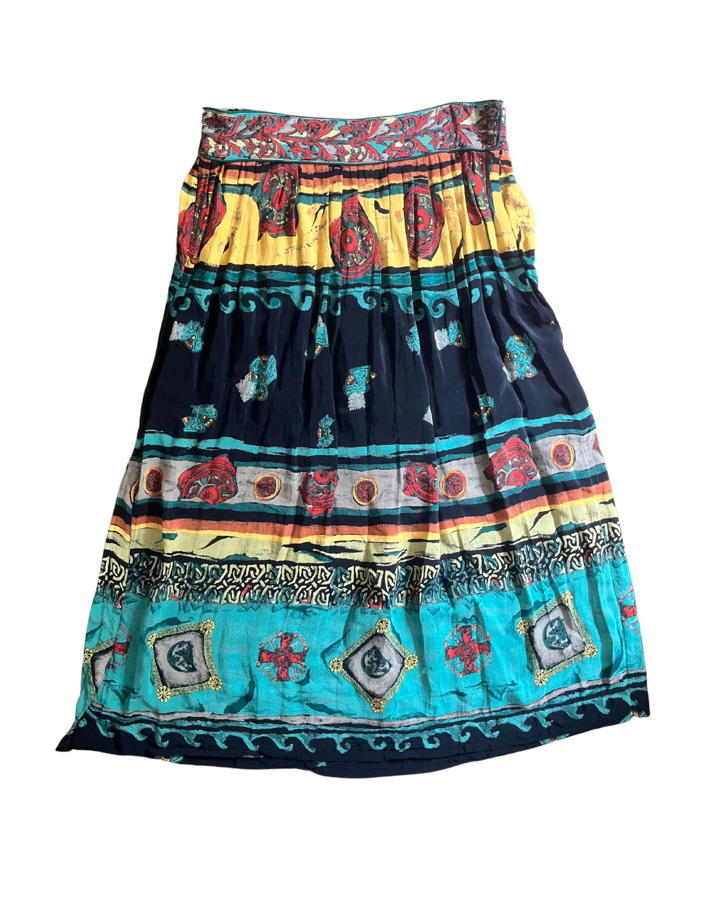 90's Navy & Teal Maxi Skirt- M