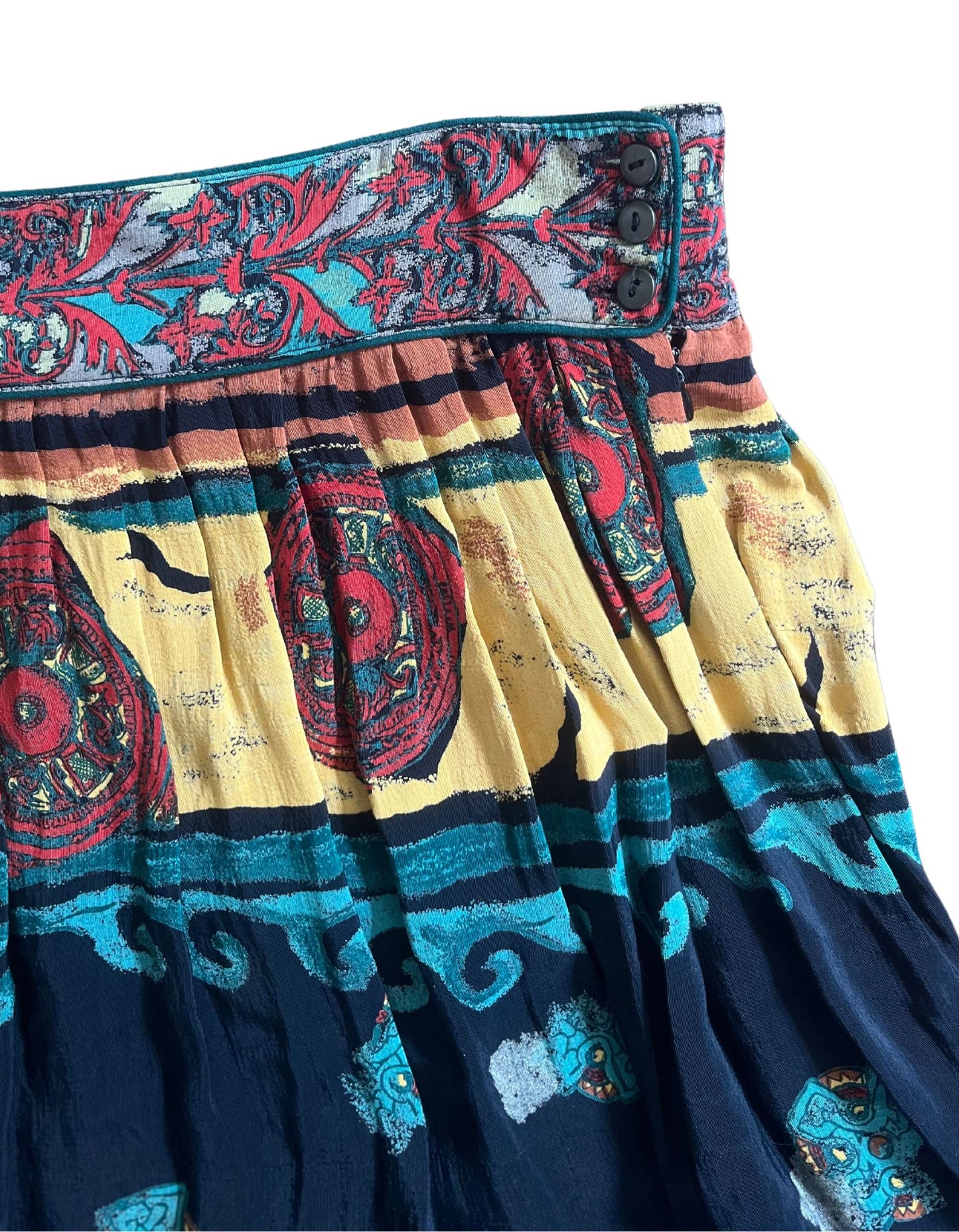 90's Navy & Teal Maxi Skirt- M