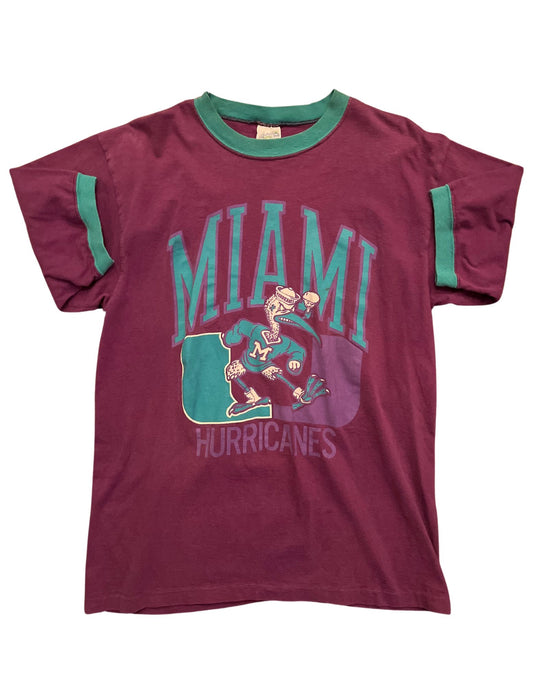 Miami Hurricanes Ringer Tee- L