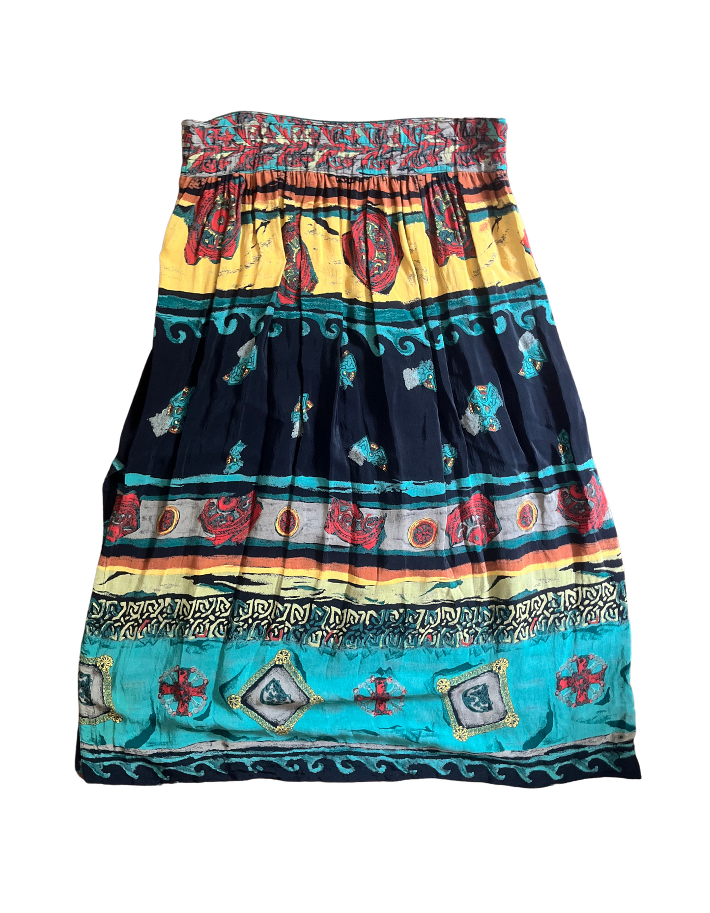 90's Navy & Teal Maxi Skirt- M