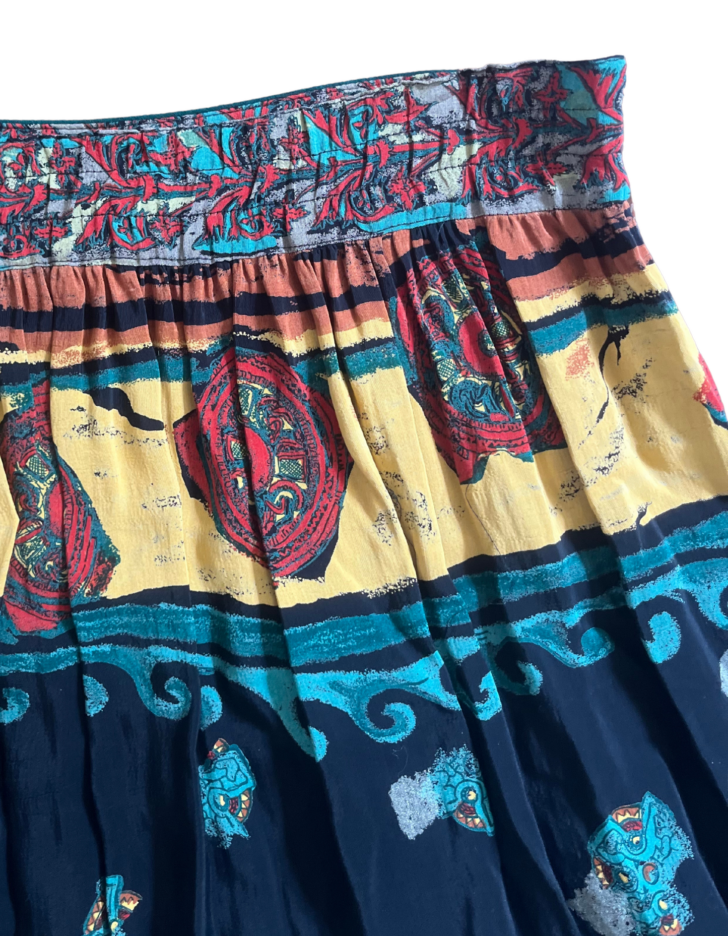 90's Navy & Teal Maxi Skirt- M