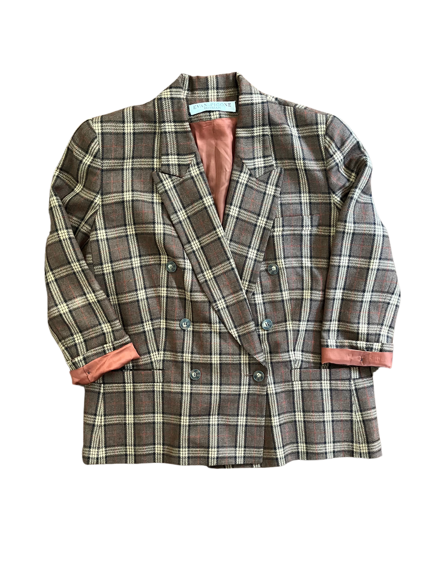 Vintage Evan-Picone Plaid Wool Blazer-XL